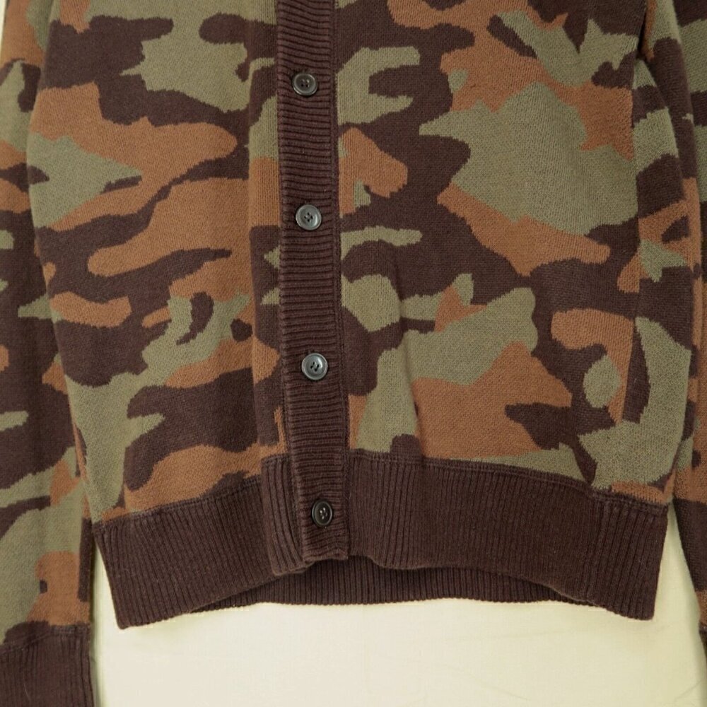 On The Byas Camo Cardigan Womens Small Cotton Blend Long Sleeves V Neck Knit - Picture 3 of 9